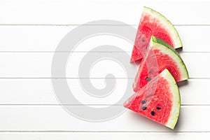 Sliced watermelon on kitchen table