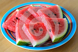 Sliced watermelon on plate