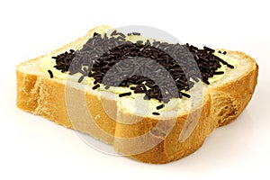 Sliced white bread with chocolates sprinkles