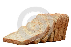 Sliced whole wheat bread isolated on white