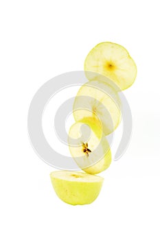 Sliced yellow apple