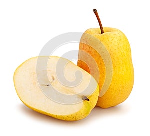 sliced yellow pear path isolated