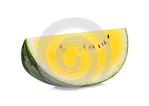 Sliced yellow watermelon isolated on white