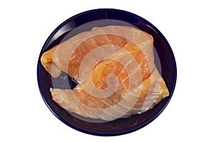 Sliced â€‹â€‹red salmon fish