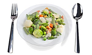 Sliced â€‹â€‹vegetables on a plate isolated