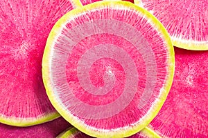 Sliced â€‹â€‹watermelon radish -food vegetable