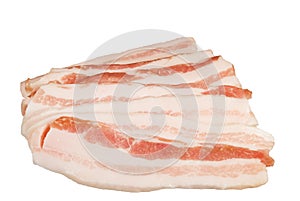 Slices of bacon isolated on white