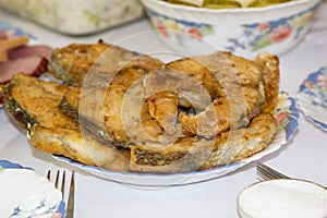 Slices of the baked fish