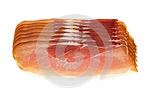 Slices of black forest ham, white