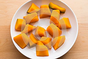 Slices of boiled pumpkin