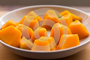 Slices of boiled pumpkin