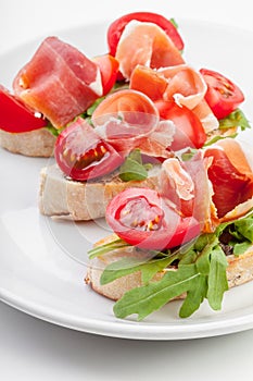 Slices of Bread with Spanish Serrano Ham