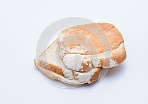 Slices of bread with white mold