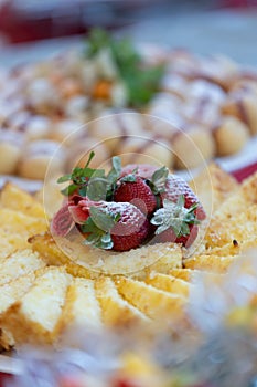 slices of cassava cake on a tray photo