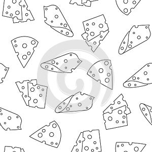 Slices cheese. Seamless pattern. Coloring Page