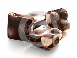 Slices of chocolate with nut