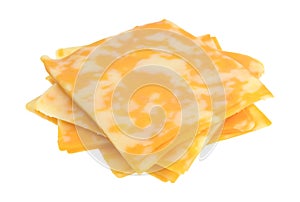 Slices of Colby-Jack cheese on a white background