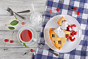 Slices of delicious homemade sour cherry pie