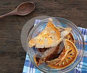 Slices of dried bael fruit