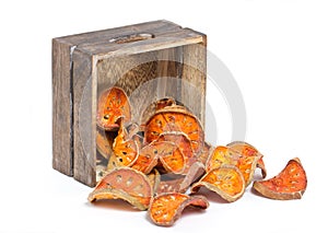 Slices Of Dried Bael Fruit.