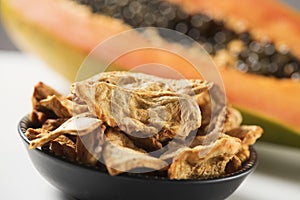 Slices of dried papaya served as appetizer or snack