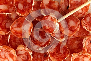 Slices of dried sausage