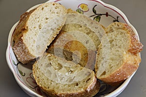 Slices of French baguette of bread