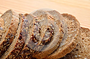 Slices of fresh bread, bakery products, pastries close-up