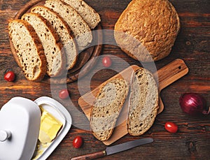 Slices of fresh homemade bread