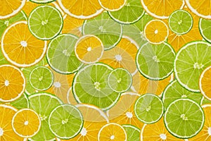 Slices of fresh lime and lemon seamless pattern