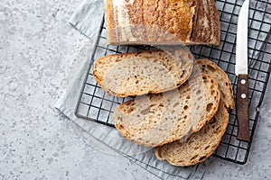 Slices of freshly baked homemade sour dough bread