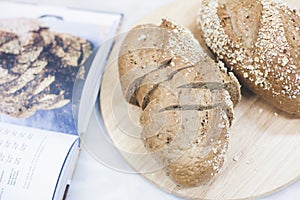 Slices of freshly baked multigrain bread