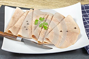 Slices of ham without nitrite