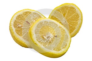 Slices of lemon on white