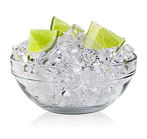 Slices lime in saucer of ice