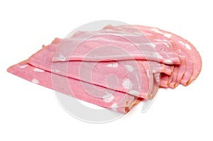 Slices of mortadella