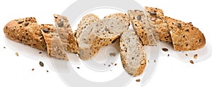 Slices of multigrain bread. Close up.