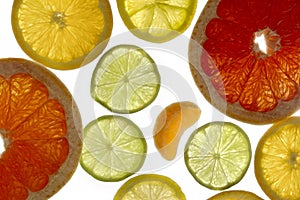 Slices of orange, Lemon, lime and grapefruit