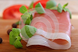 Slices of parma ham photo