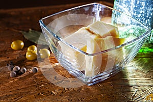 Slices of parmesan cheese