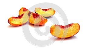 Slices of a peach fruit