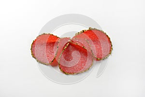 Slices of pepper salami