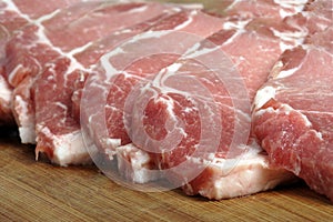 Slices of pork.