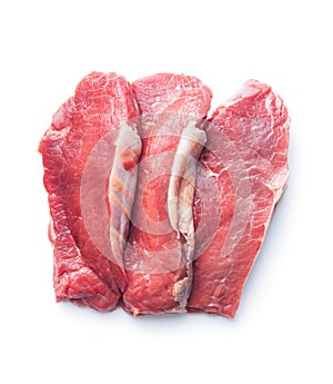 Slices raw striploin steak