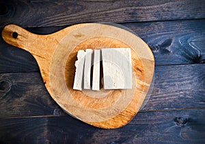 Slices of raw tofu