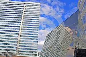 Slices reflection in abstract shot at office building photo