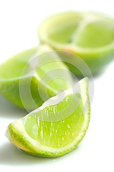 Slices of ripe lime fruit