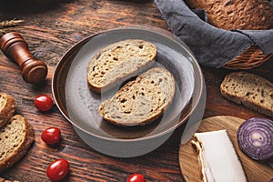 Slices of rustic sourdough bread