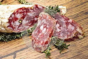 Slices of salame from Italy photo