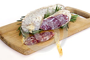 Slices of salame from Italy photo